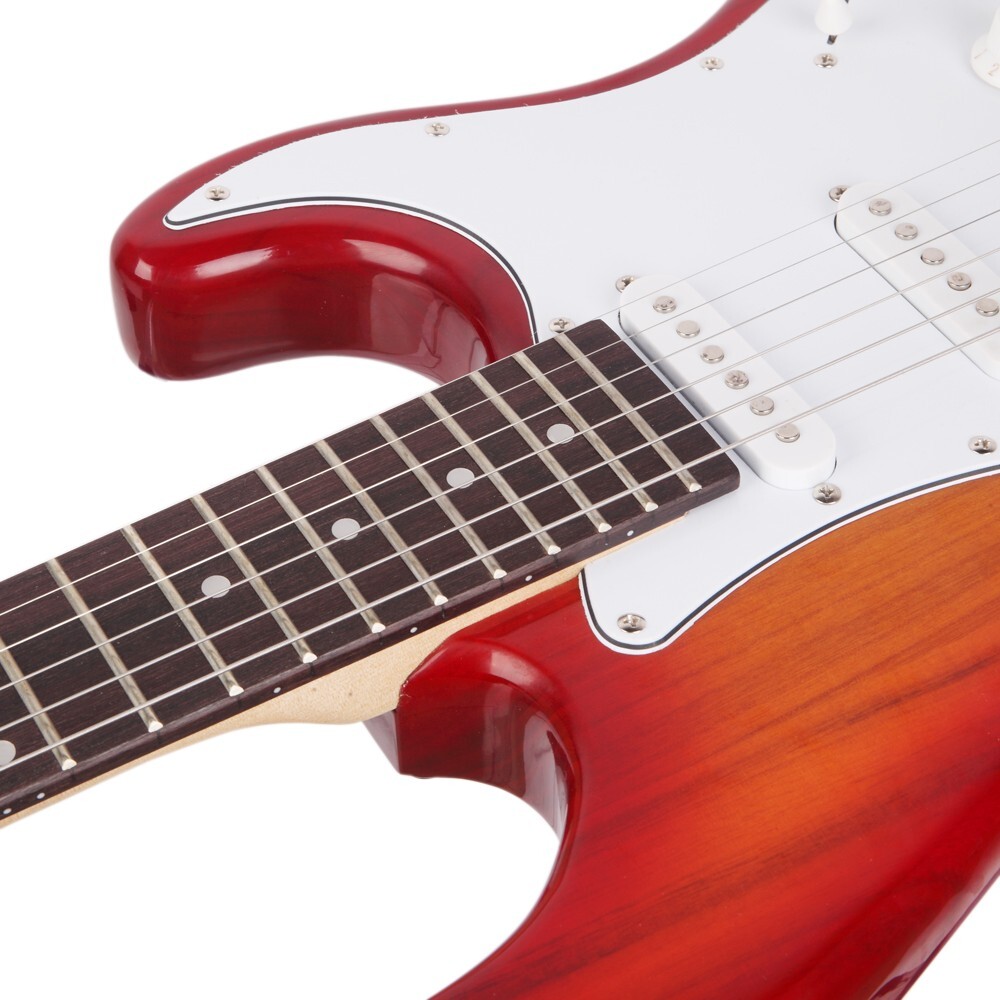 Full-Size 39″ Cherry Sunburst Electric Guitar Package with Gig Bag & Accessories