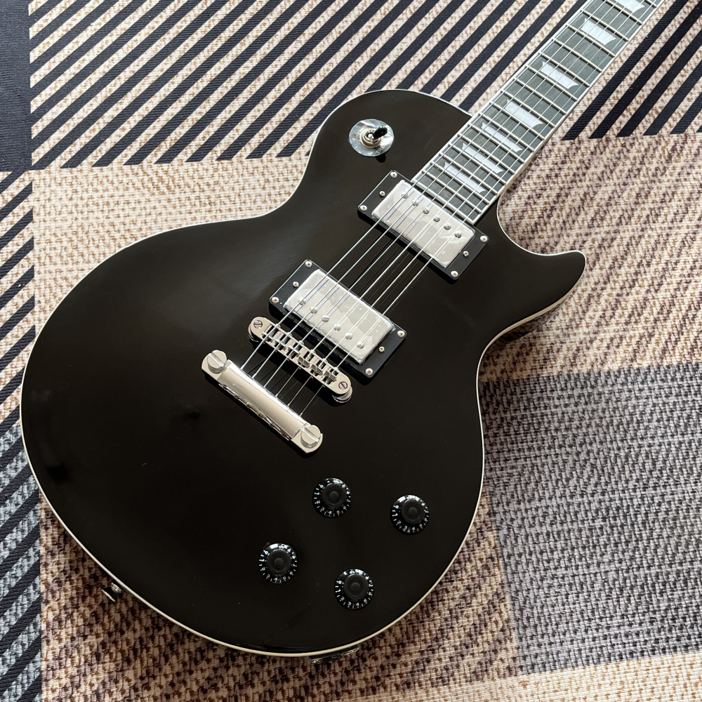 In stock Black Standard electric guitar Chrome hardware 6 strings free shipping