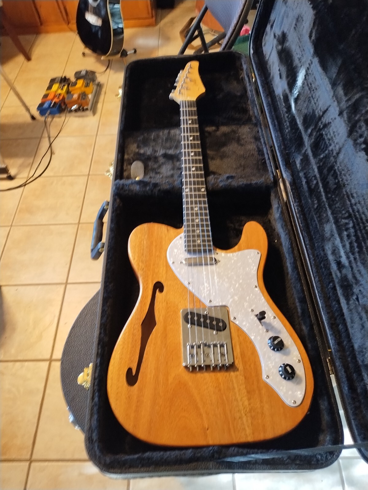 A semi hollow body Telecaster kit guitar with case