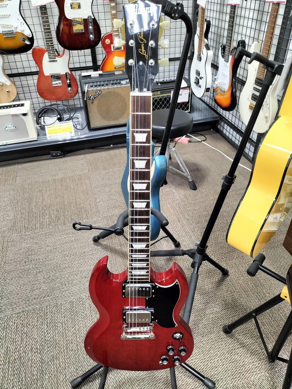 [BURNY] RSG-55 FERNANDES SG type Red W/Gig bag Electric Guitar Used From Japan