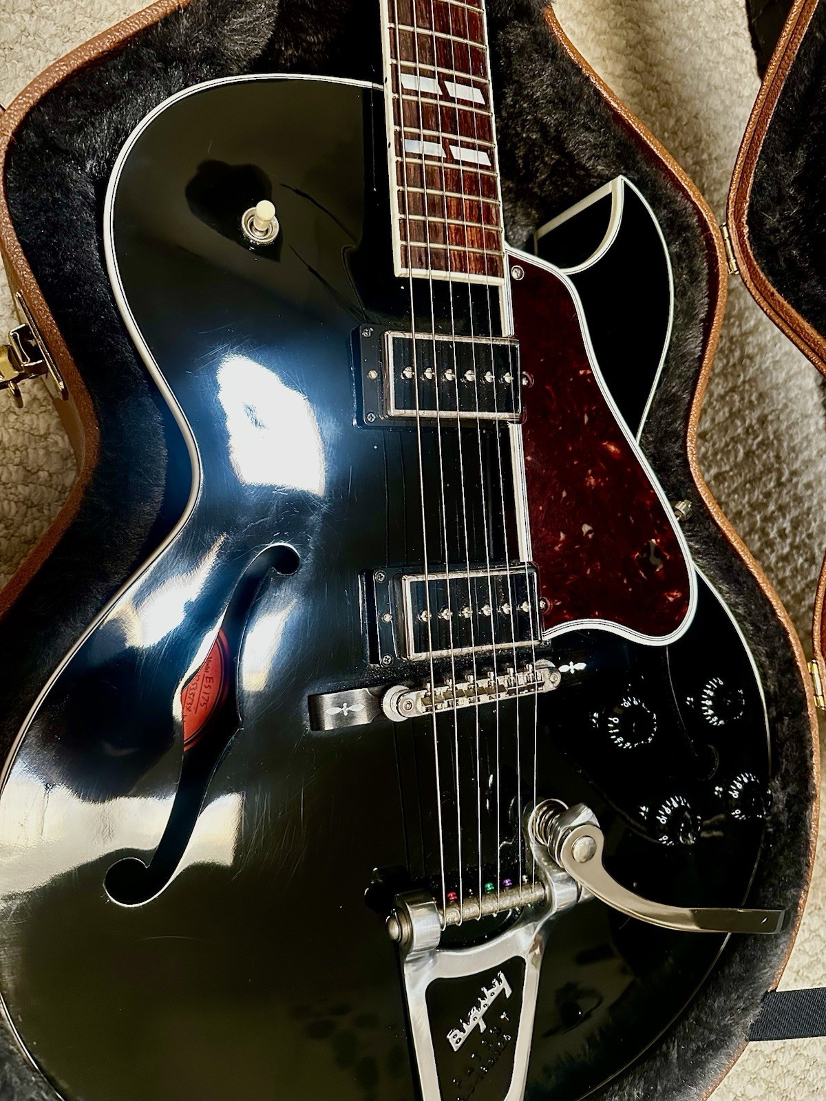2013 Gibson ES-175 Archtop Hollowbody Electric Guitar Black Ebony + OHSC