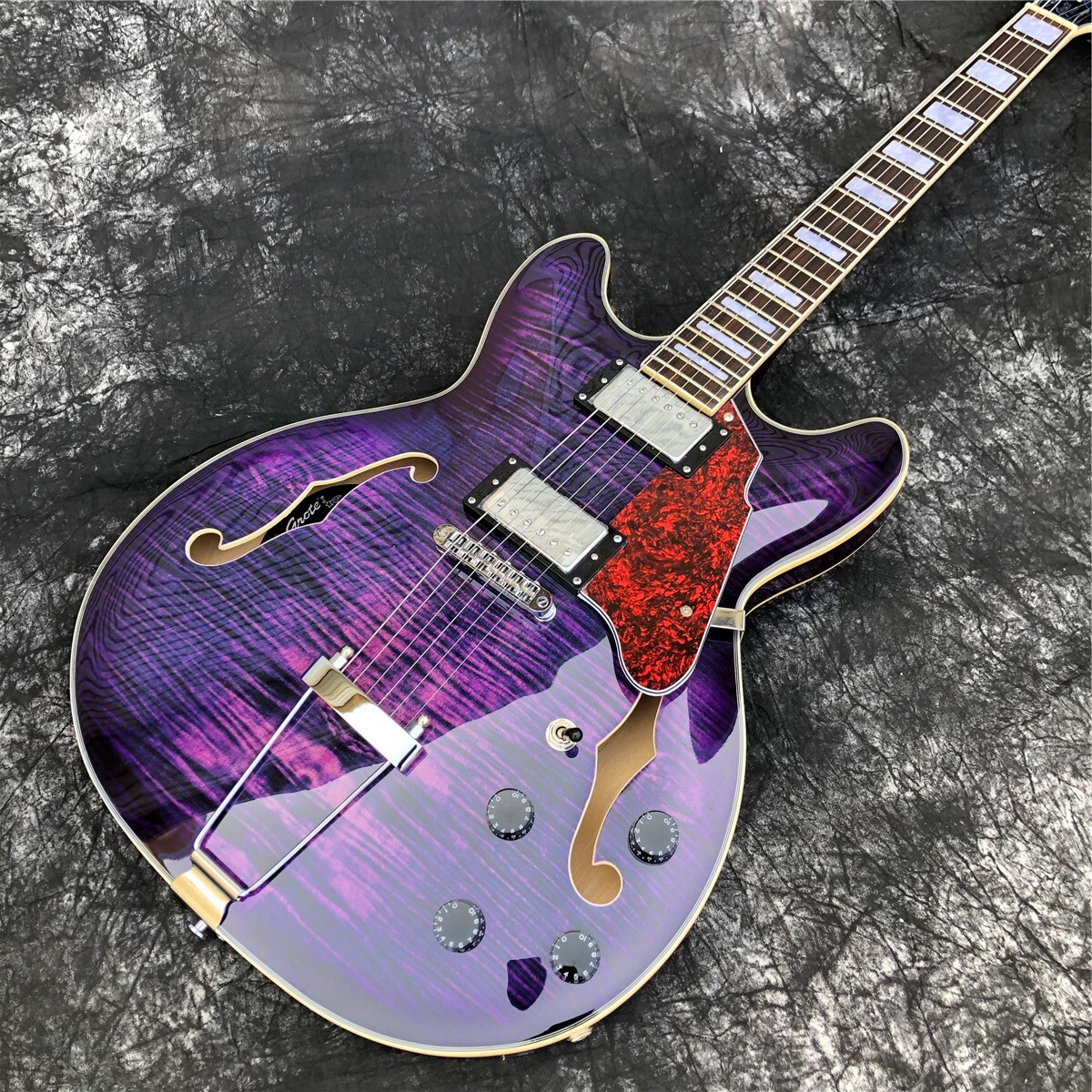 Grote Purple Flame Maple Semi Hollow Electric Guitar F holes Archtop Jazz Guitar
