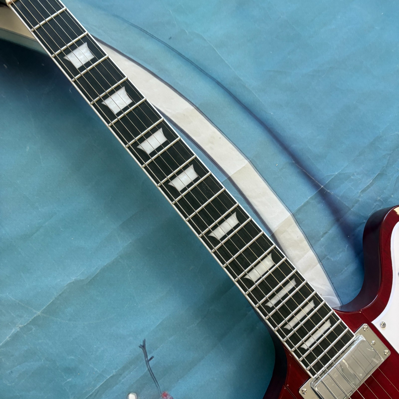 Custom Red Firebird Style Electric Guitar Rosewood Fingerboard Chrome Part