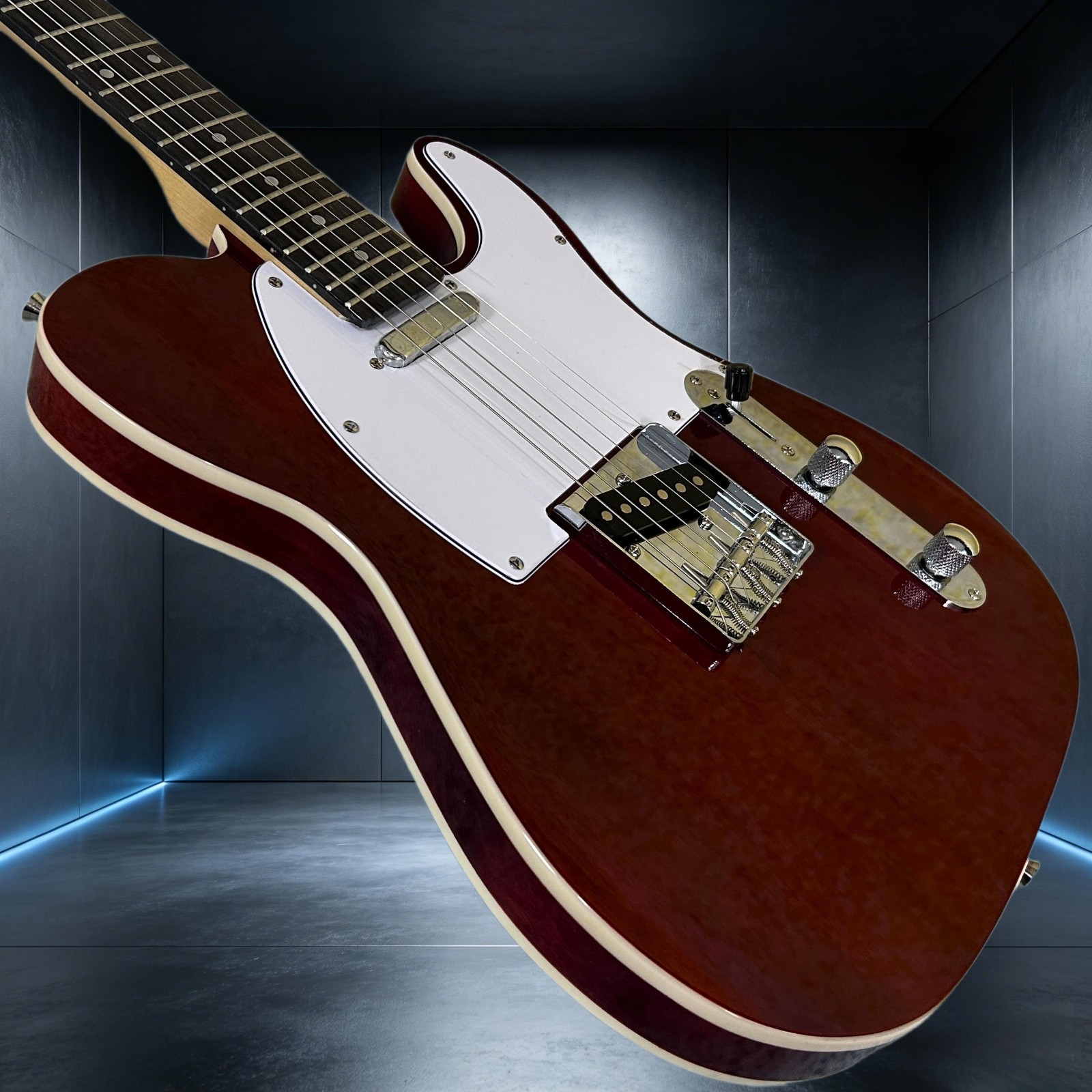 Tele Electric Guitar Rosewood Fretboard Wine Red Color 22 Frets Double Binding