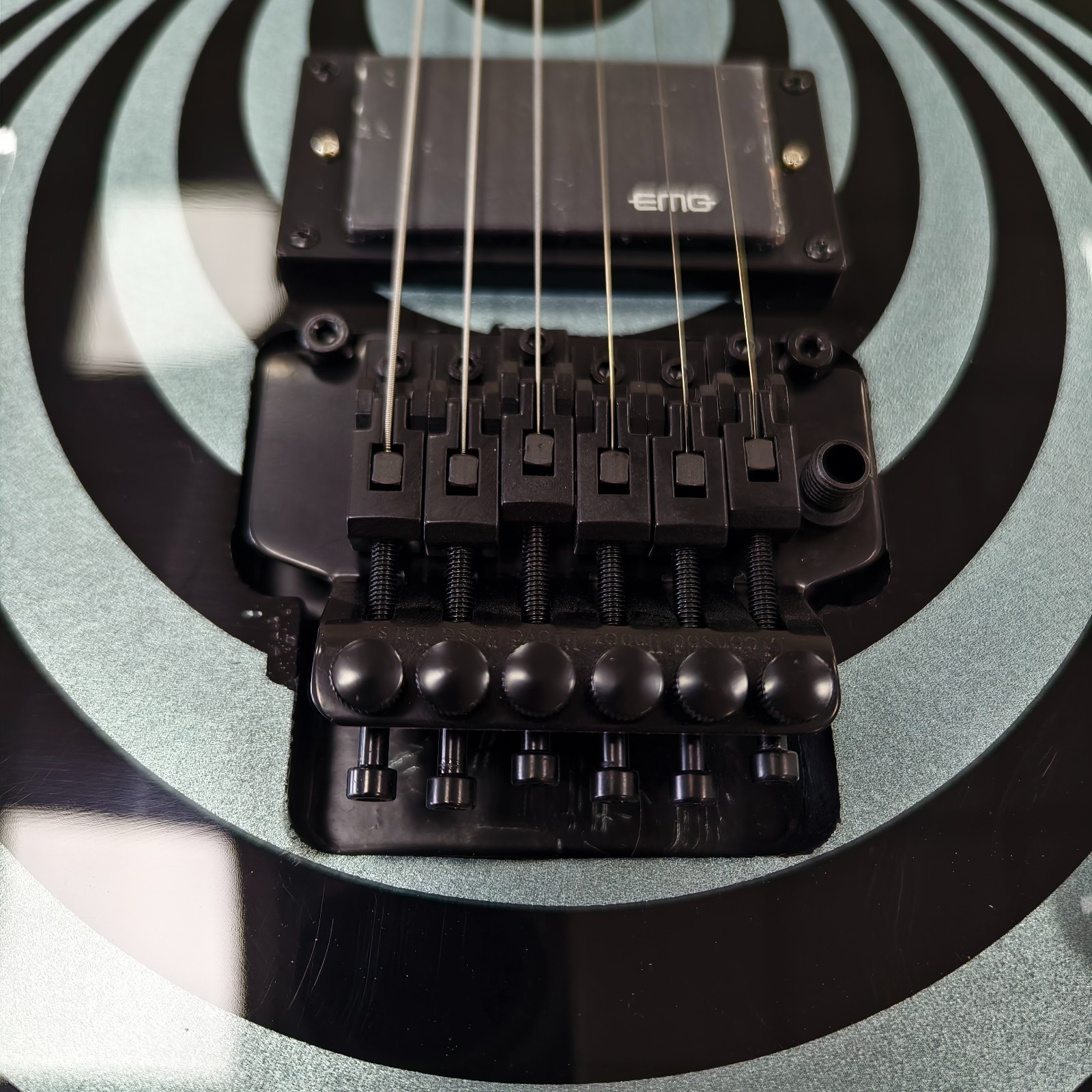 Zakk Wylde Style V Shape Electric Guitar Black Silver Vertigo Swirl HH Pickups