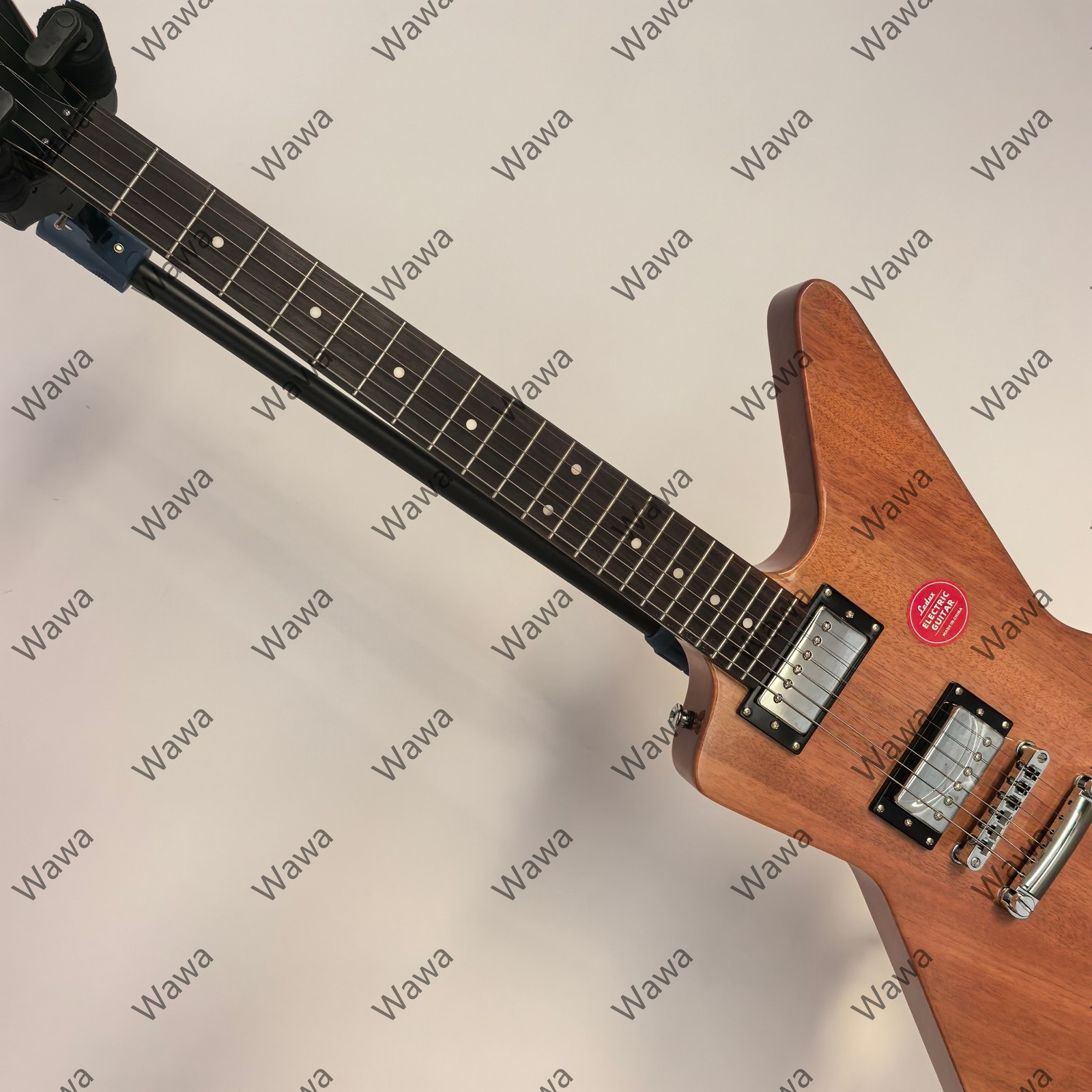 Elegant Natural Mahogany Electric Guitar HH Pickups Chrome Hardware TOM Bridge