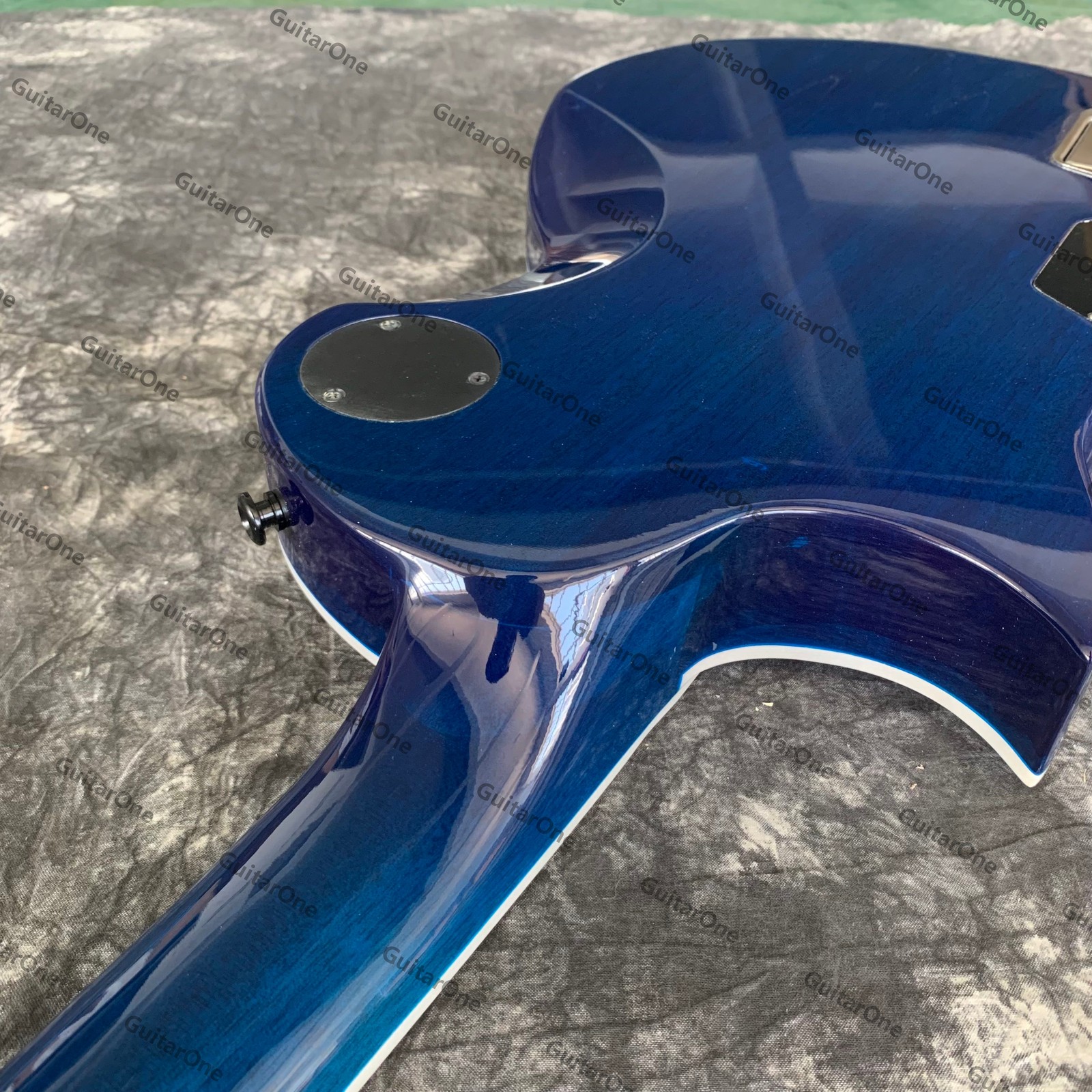 Solid Electric Guitar H-H Pickups Burl Top Ven Blue Finish Black HW Cutaway