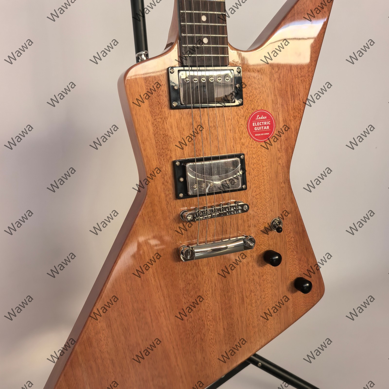 Natural Unfinished Mahogany Electric Guitar Dual Humbuckers Chrome Hardware