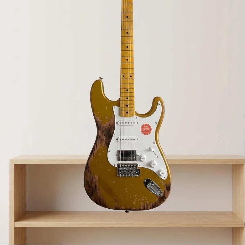 Vintag Golden Electric Guitar Basswood Body Maple Fretboard SSH Pickup