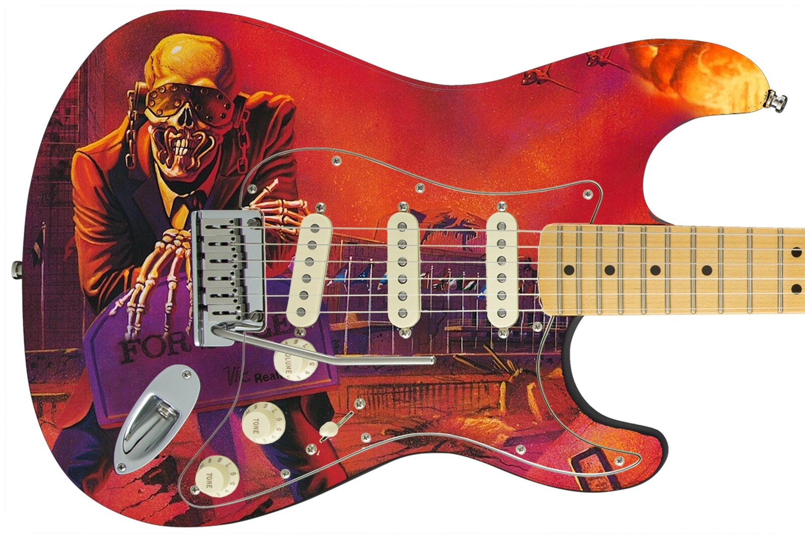 Guitar Skin Axe Wrap Re-skin Iconic 80’s Metal Rock Megadeath Peace Sells 1221