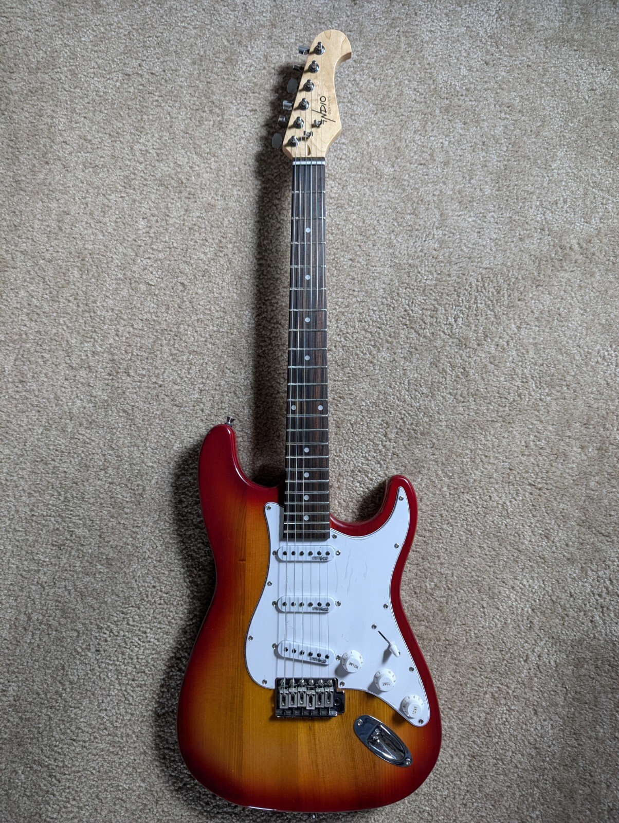 Monoprice Cali DLX Plus Solid Ash Electric Guitar – Cherry Burst, With Gig Bag