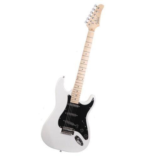 Glarry White Electric Guitar +Amp+ Bag/Case+ Strap+ Connecting Wire+Spanner Tool