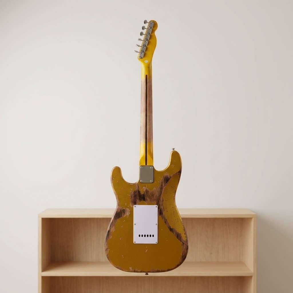 Vintag Golden Electric Guitar Basswood Body Maple Fretboard SSH Pickup
