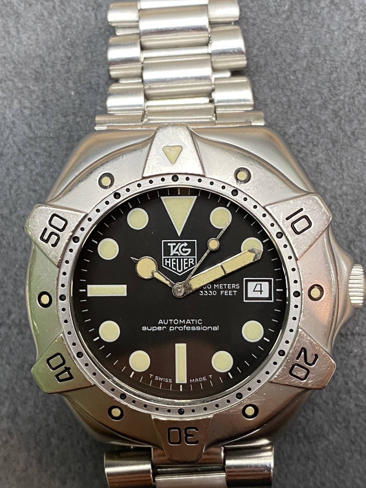 👍TAG HEUER 840.006 Super Pro Auto Black 844 Submarine Dive Watch WS2110-2