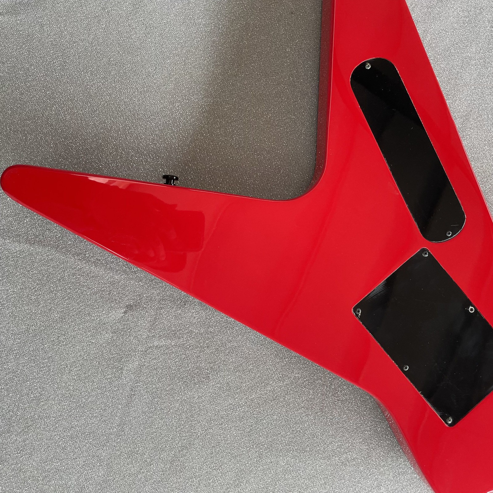 Solid Electric Guitar H-H Pickups Tremolo Red Finish Black HW Lightning Pattern