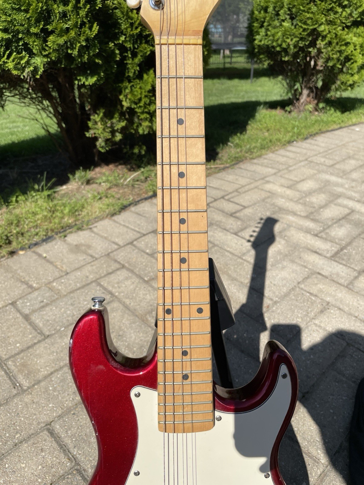 Vintage Harmony Electric Guitar Mini Strat Red 1/2 Size Travel Kids Guitar
