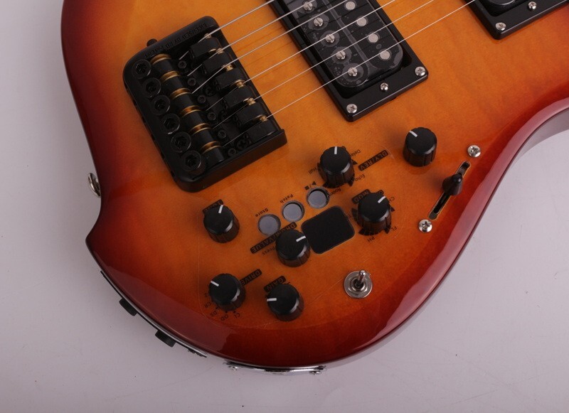 Headless electric guitar travel built in effect drum silent portable