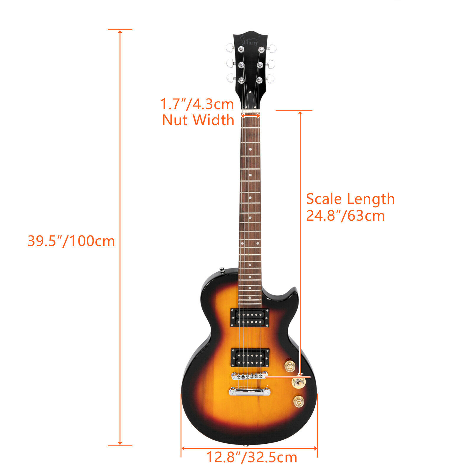 39″Solid Basswood Electric Guitar HH Pickups Laurel Fingerboard W/Bag Strap Pick