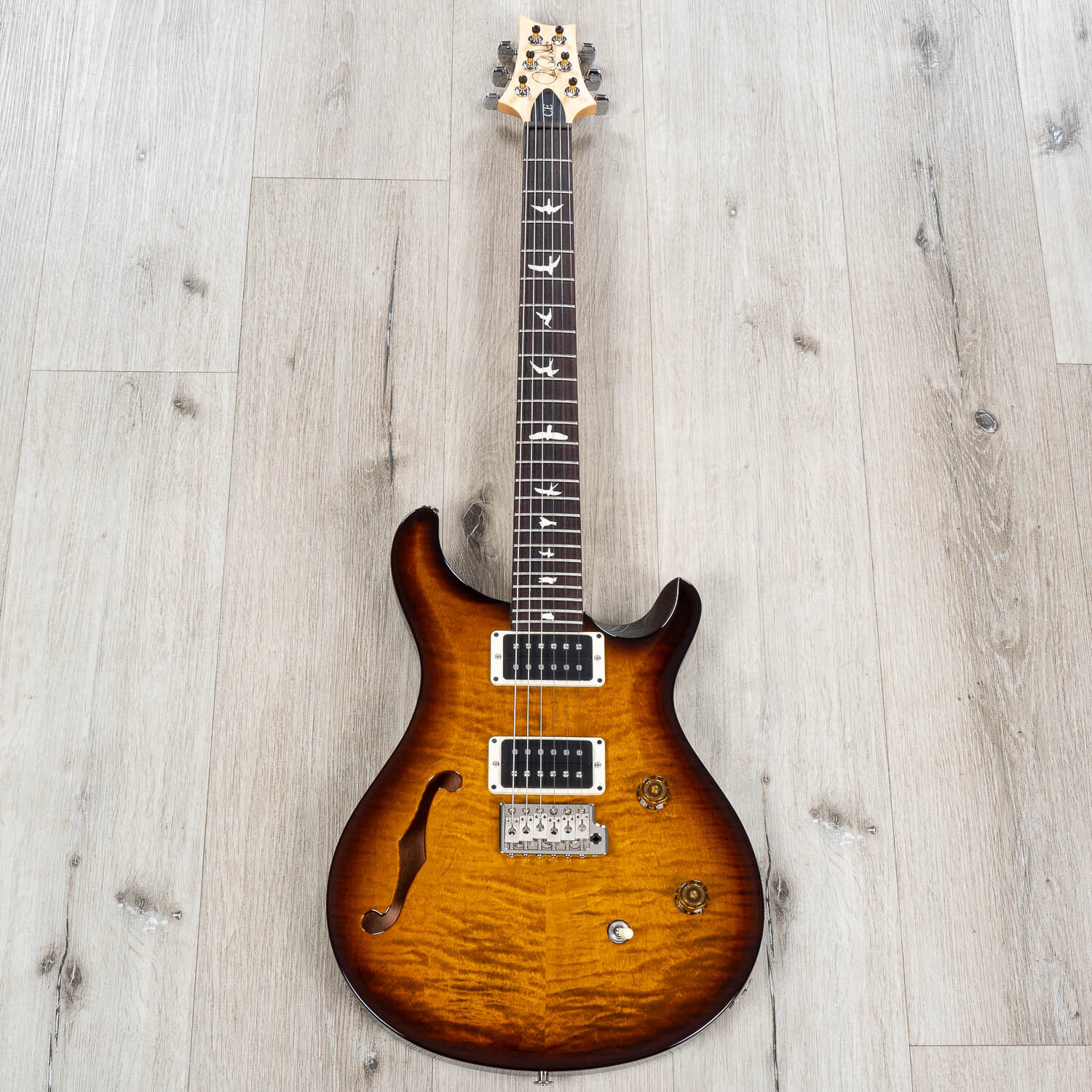 PRS Paul Reed Smith CE 24 Semi-Hollow Guitar, USA 85/15 Pickups, Black Amber