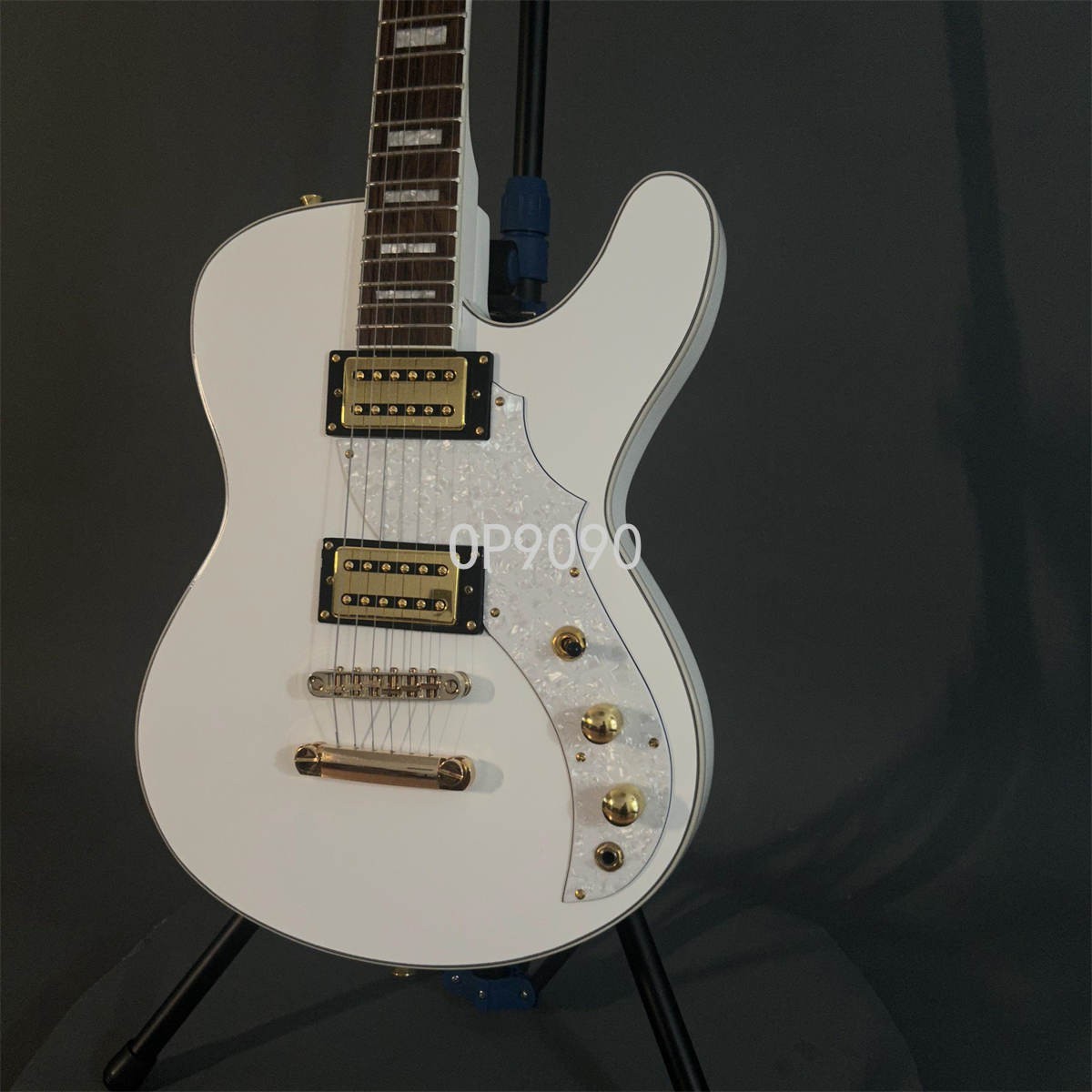 Hot White Color Electric Guitars Gold Hardware Solid Body White Pearls Pickguard