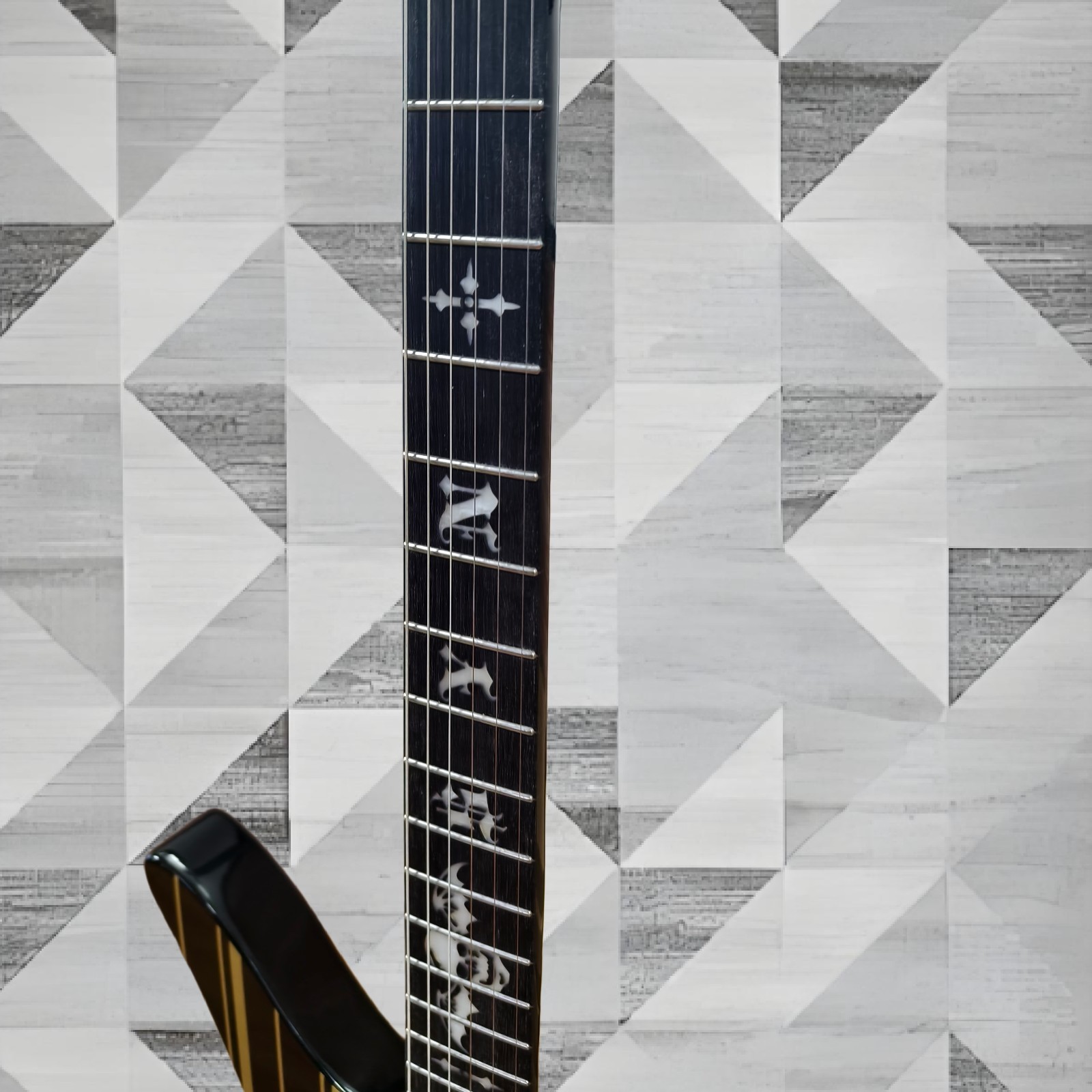 Schecter Synyster Gates Custom-S Electric Guitar – Black with Gold Pinstripes