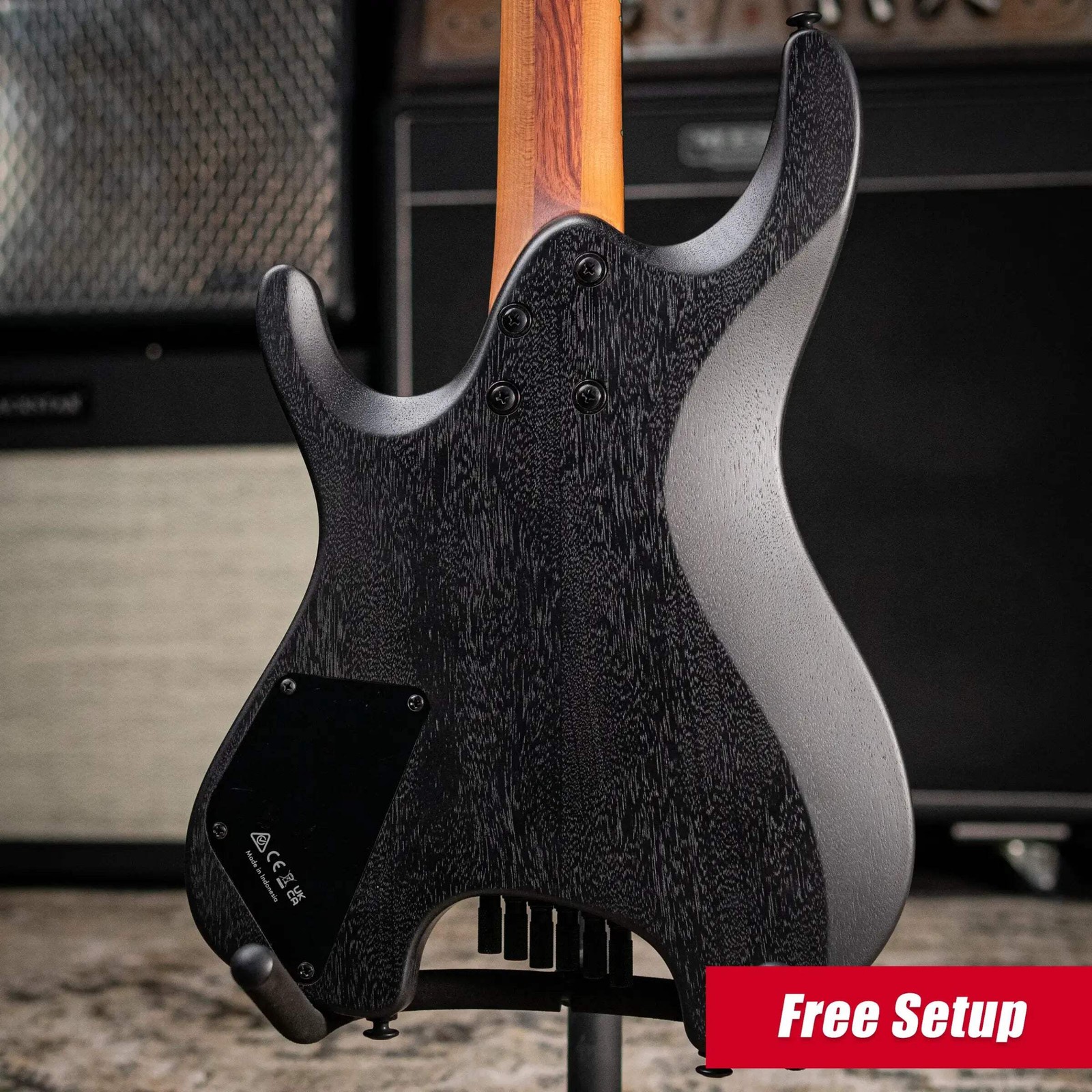 Ibanez QX52B Headless Electric Guitar – Weathered Black with Gig Bag