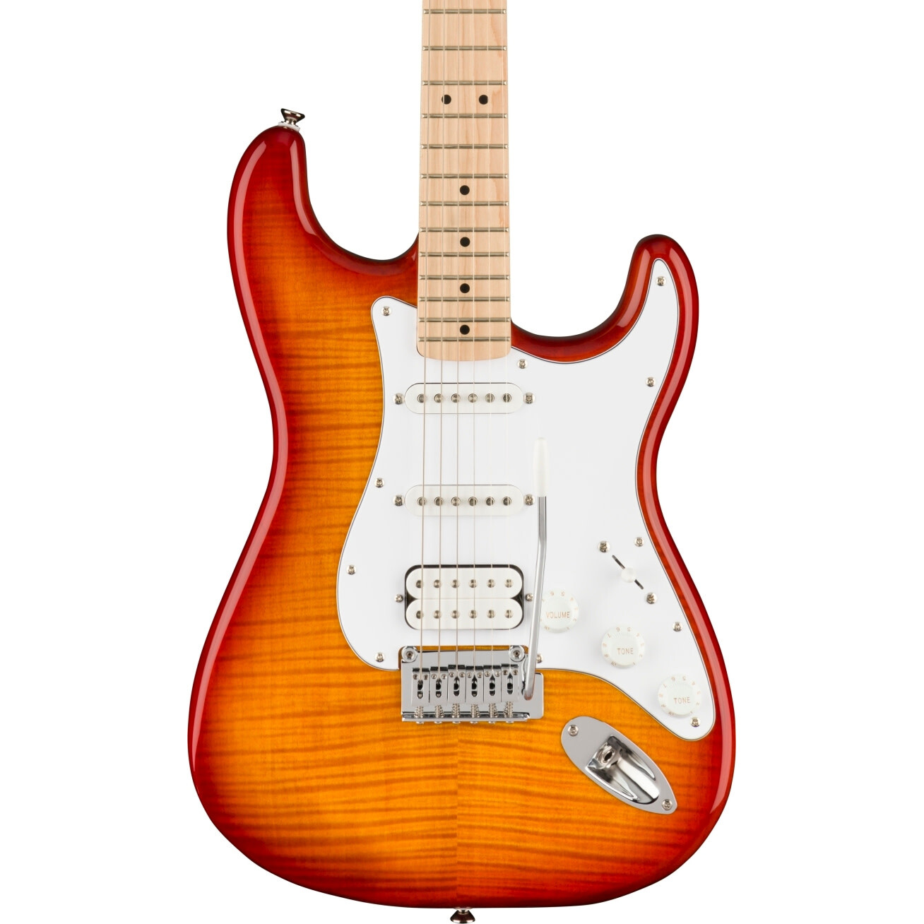 Squier Affinity Series Stratocaster FMT HSS, Maple Fingerboard, White Pickguard,