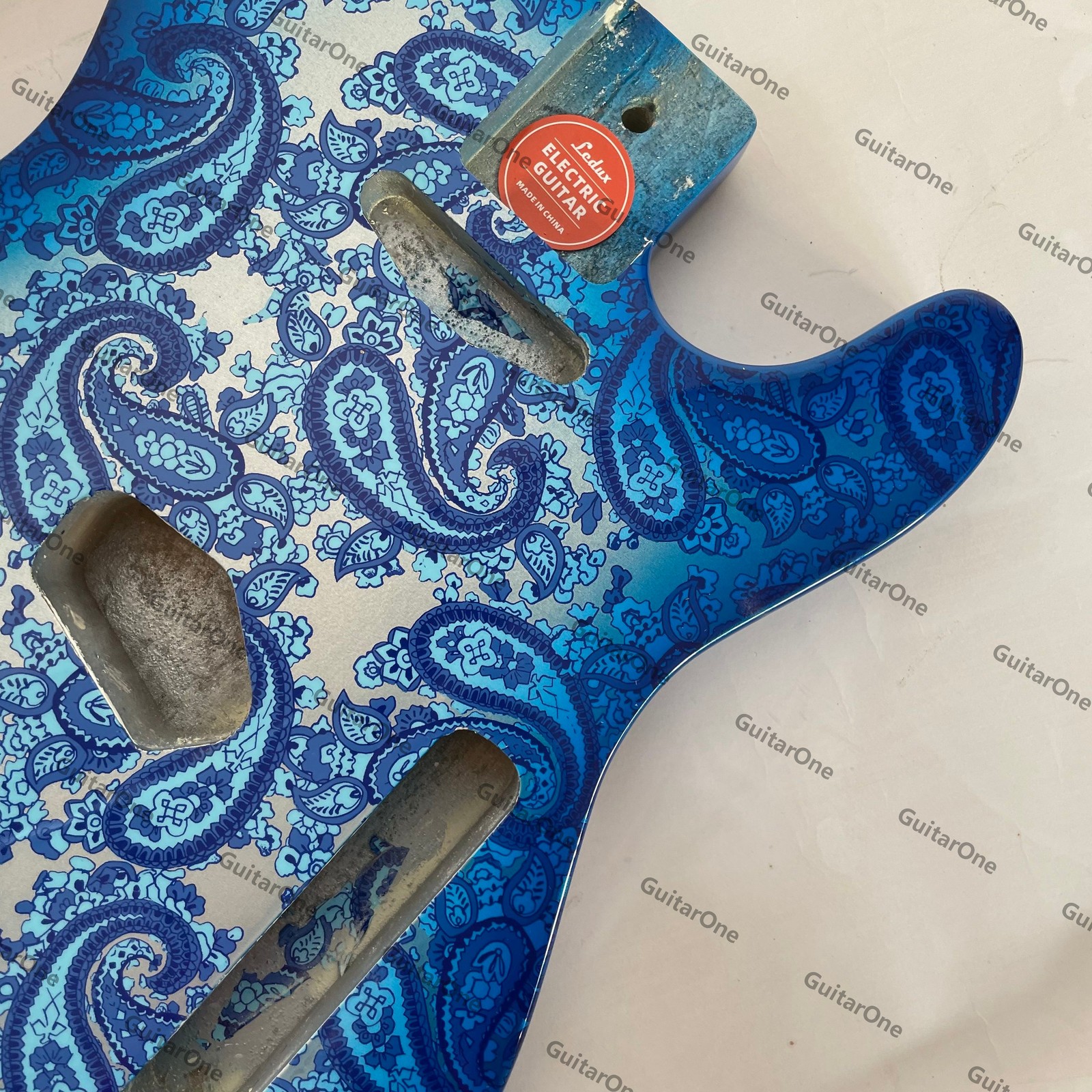 DIY Unfinished Electric Guitar Body Blue Blue Millipede Pattern Solid Ash Body