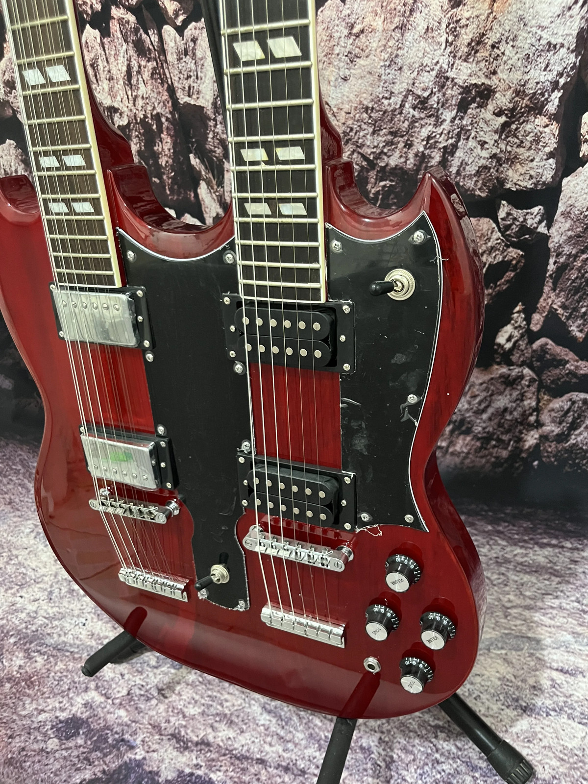 Factory Electric Guitar S G Double Neck 12+6 Strings Hot Sale