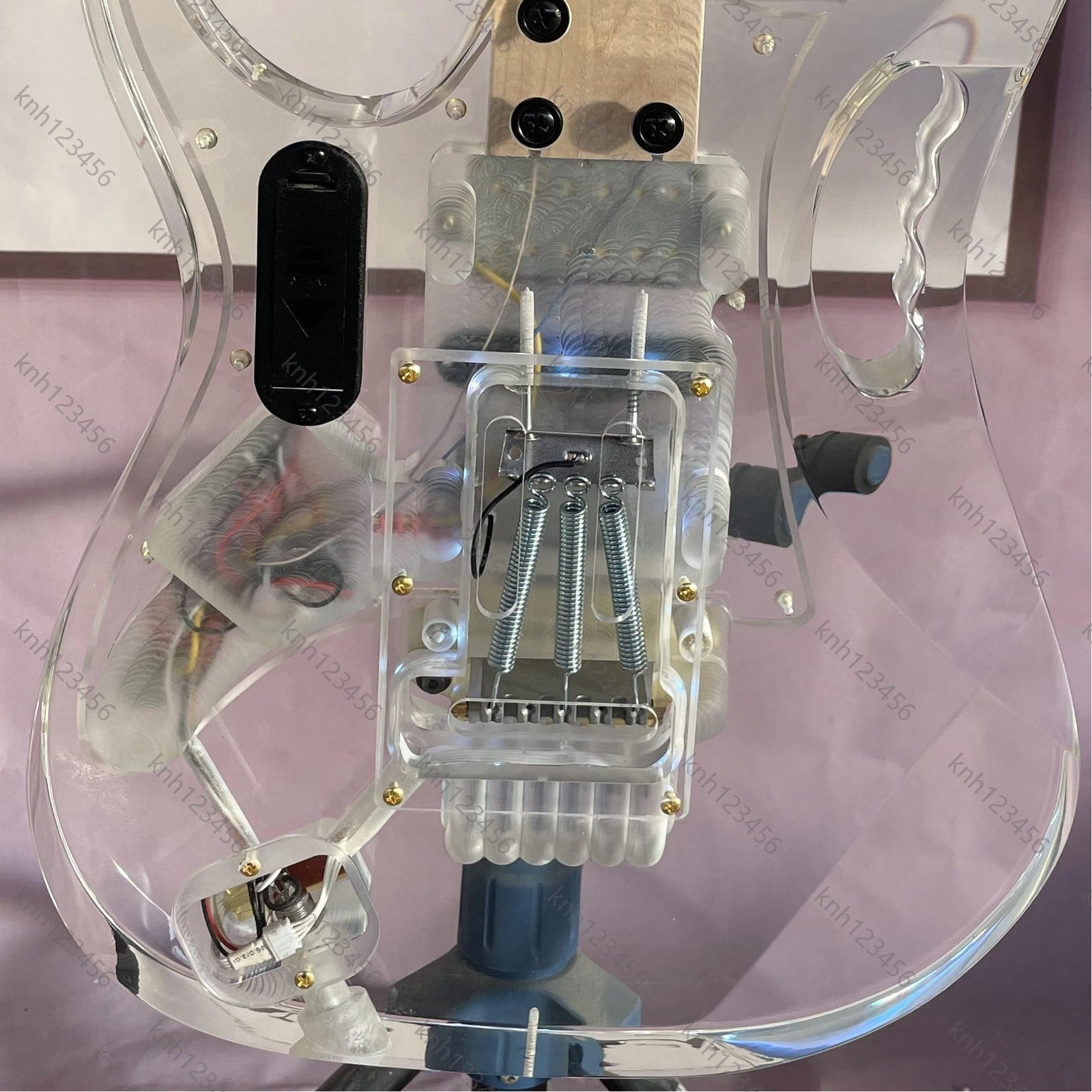 Clear Acrylic Cutaway Electric Guitar HSH Pickups Double Tremolo Free Shipping