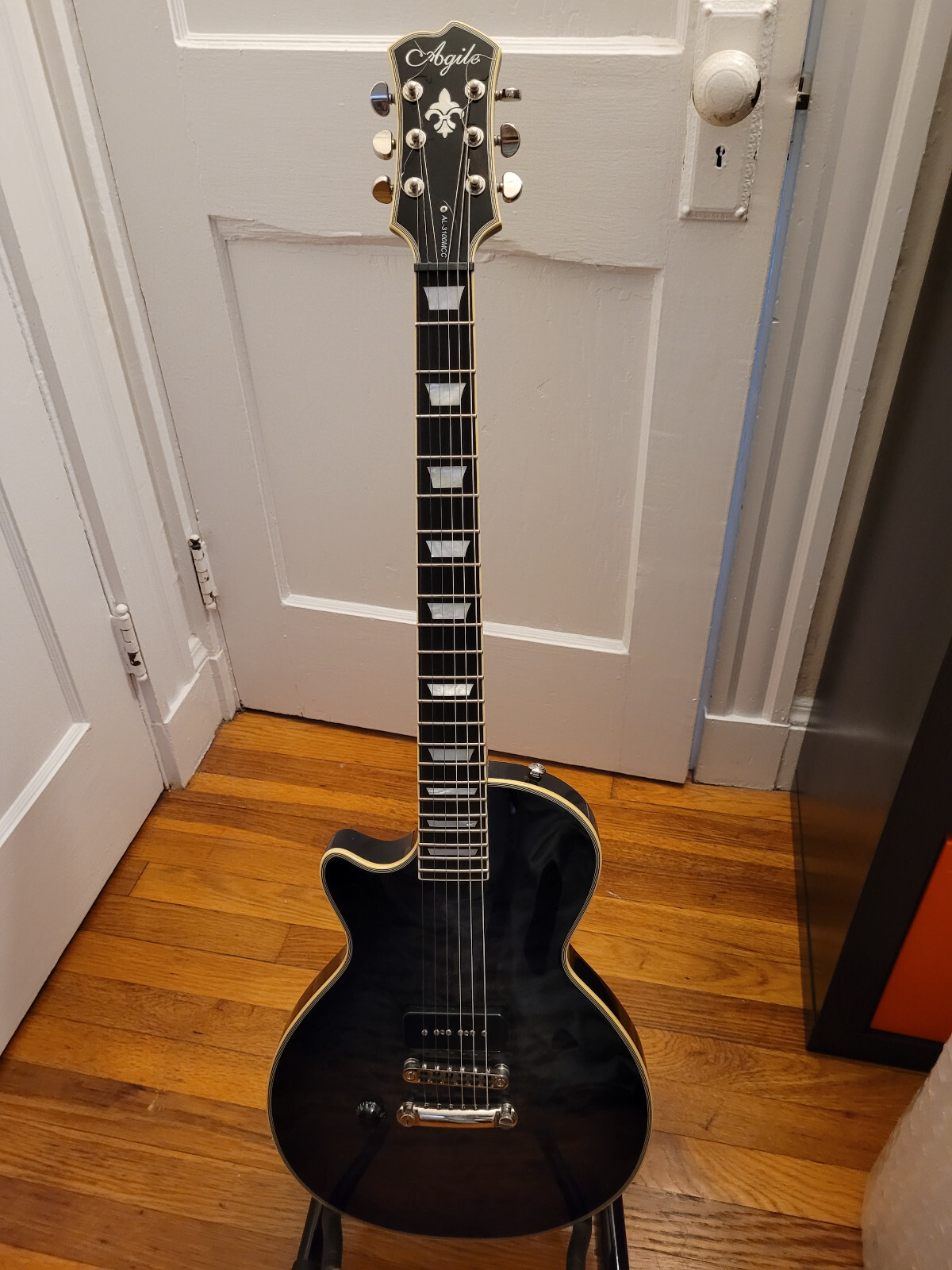 Agile AL-3100MCC Black electric guitar w/ case Wolfetone upgrade left handed
