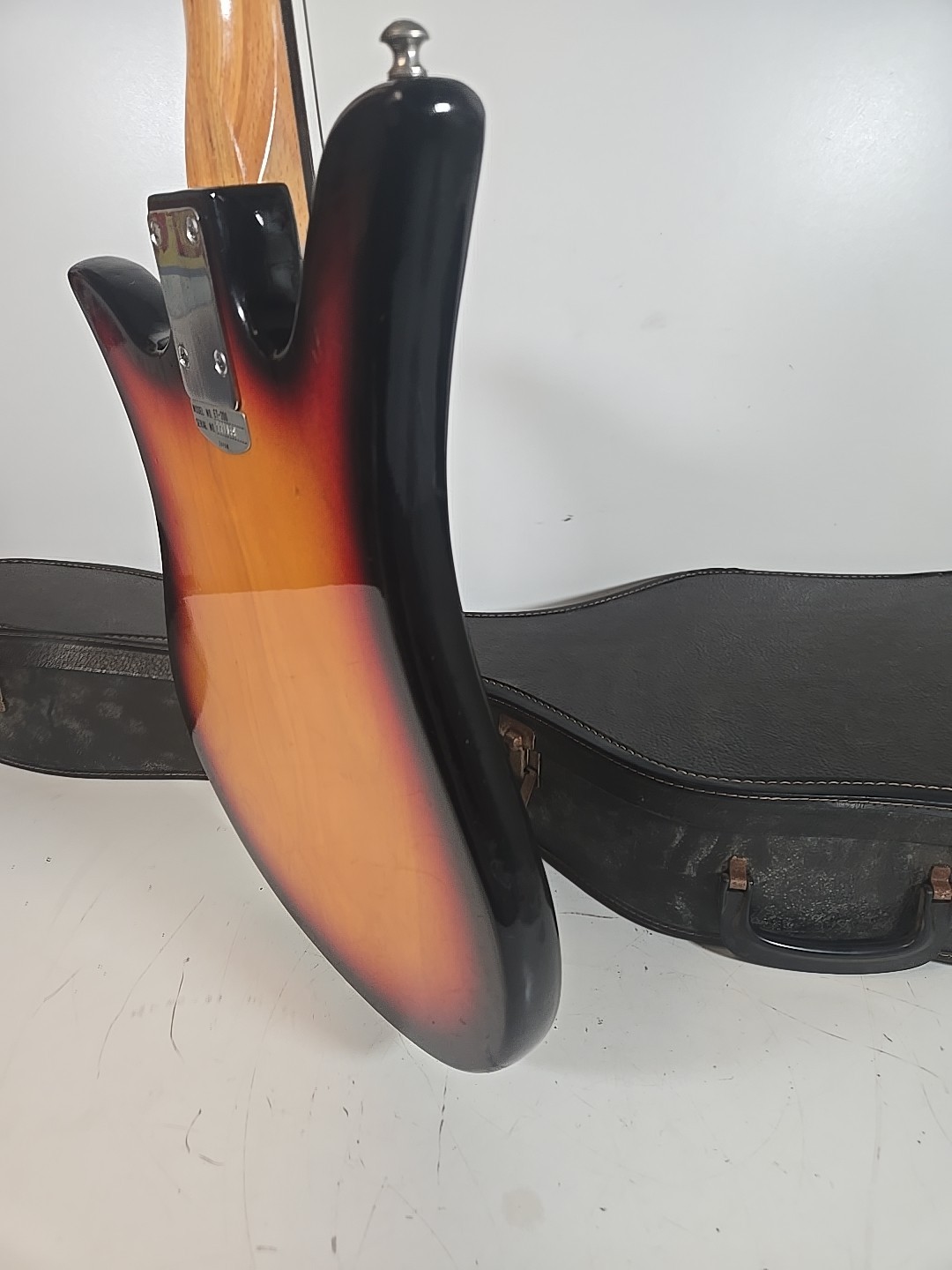 Vintage 1960s Teisco E-110 Tulip Sunburst Solid 6 String Electric Guitar Japan