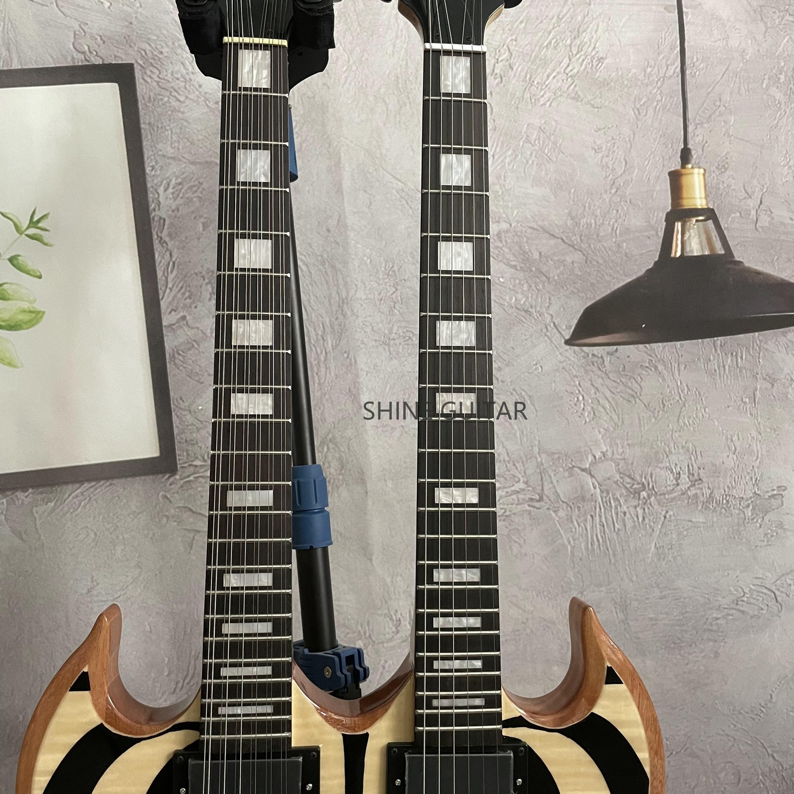 12+6 strings Solid Body Double Neck Electric Guitar Stainless Steel Rounded Fret