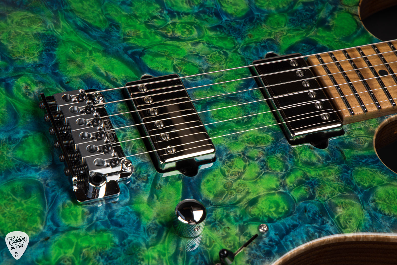 Suhr Modern Roasted Burl Maple – Trans Algae#88349