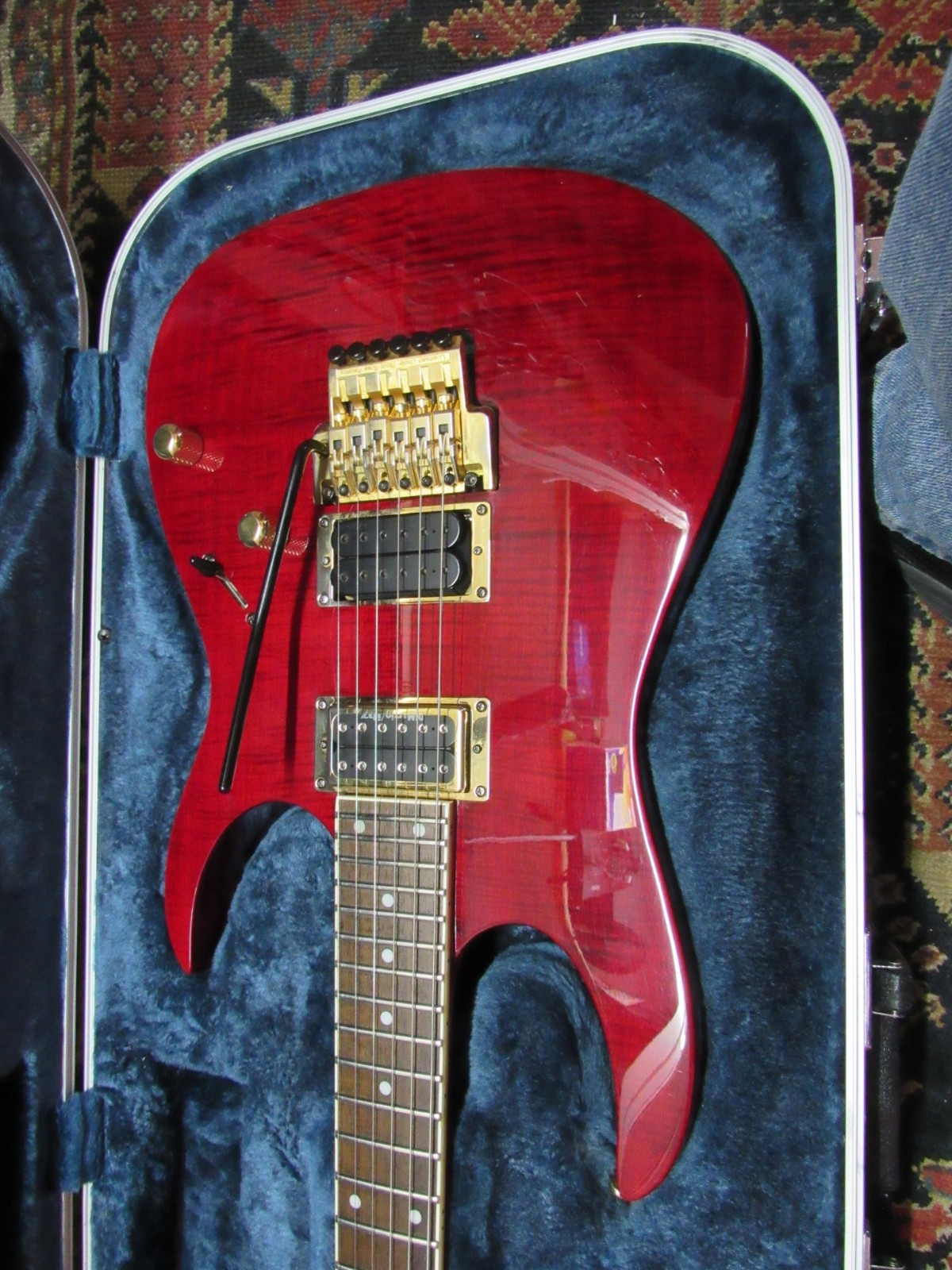 Ibanez RGT42-D RG Series Neck Through Deep Red stain, flame top, Prestige case