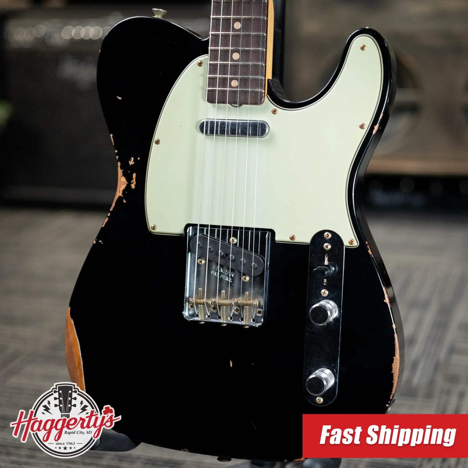 Fender Custom Shop LR25 1963 Telecaster Electric Guitar – Relic Black with Hards