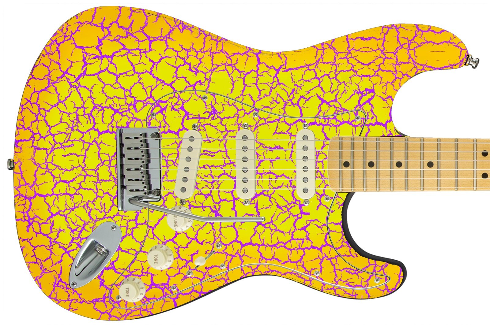 Guitar Wrap Skin Reface Iconic 80’s Burst 6 Volt Crackle Melo Yelo 1219