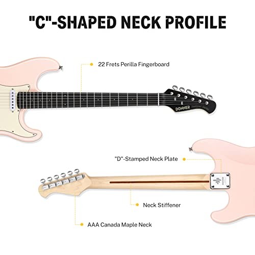 39 Inch Electric Guitar, Designer Series DST Blossom Pink DST200-Poplar Body