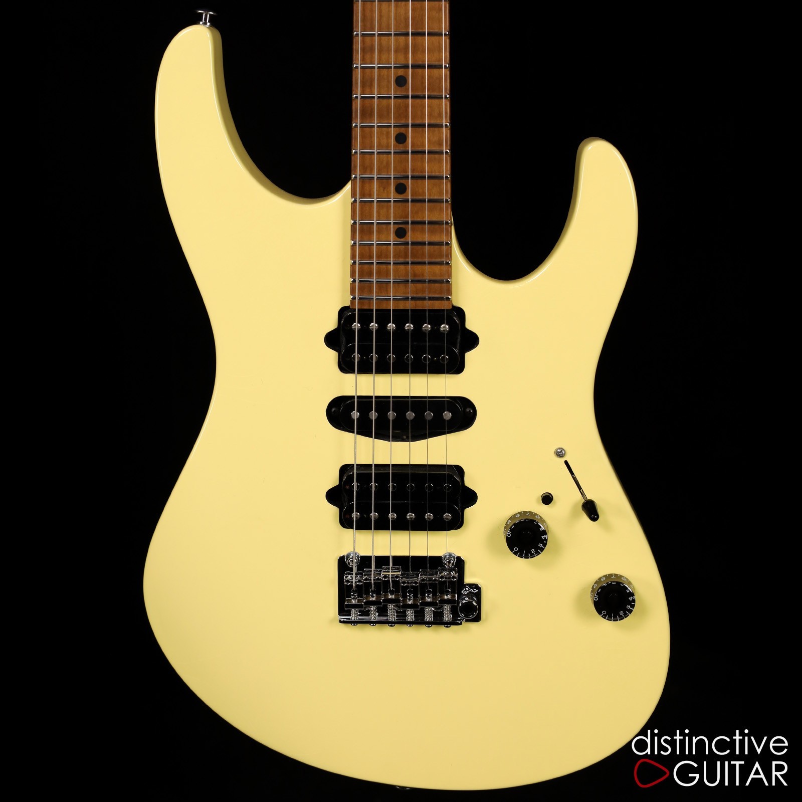 SUHR MODERN ANTIQUE LE – VINTAGE YELLOW NITRO FINISH W/ ROASTED FLAME MAPLE NECK