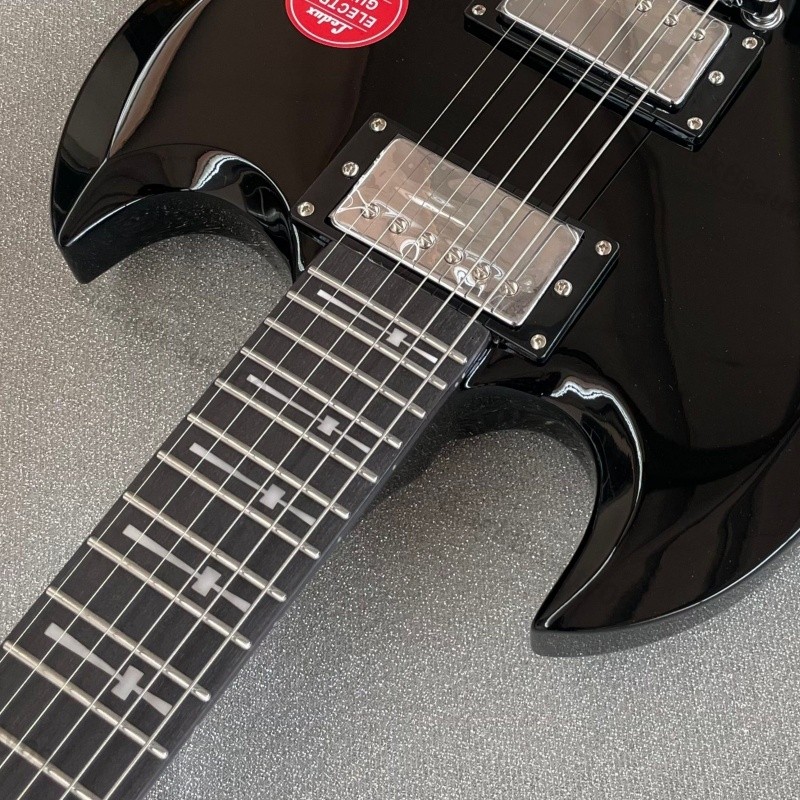 Electric Guitar Black Cross Fretboard Inlay Stainless Rounded Fret Edge HH