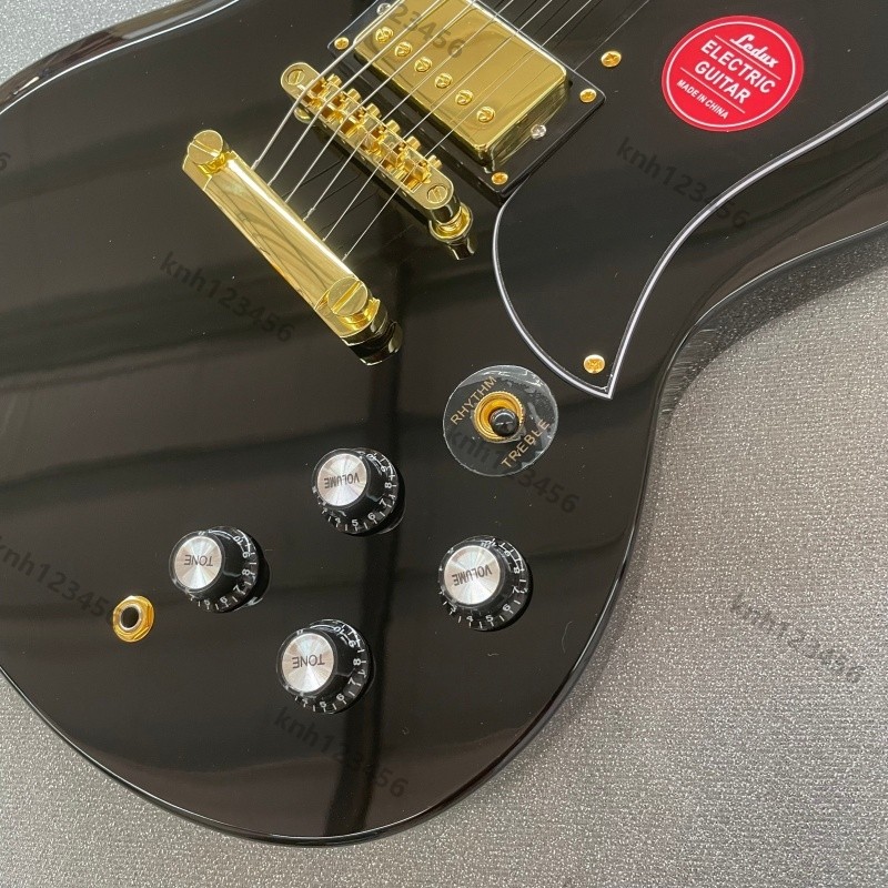 Solid Body Electric Guitar Bone Nut Stainless Rounded Fret Edge Gloss Black