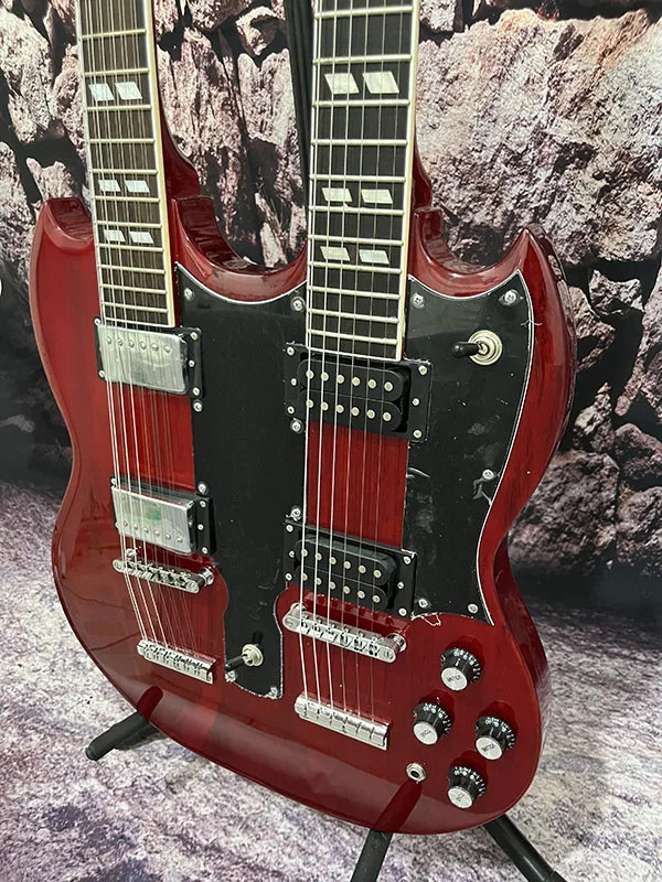 Factory Electric Guitar S G Double Neck 12+6 Strings Hot Sale