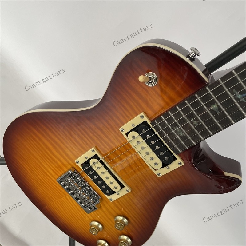 Electric Guitar Stainless Rounded Fret Edge Flamed Maple Top Tobacco Sunburst US