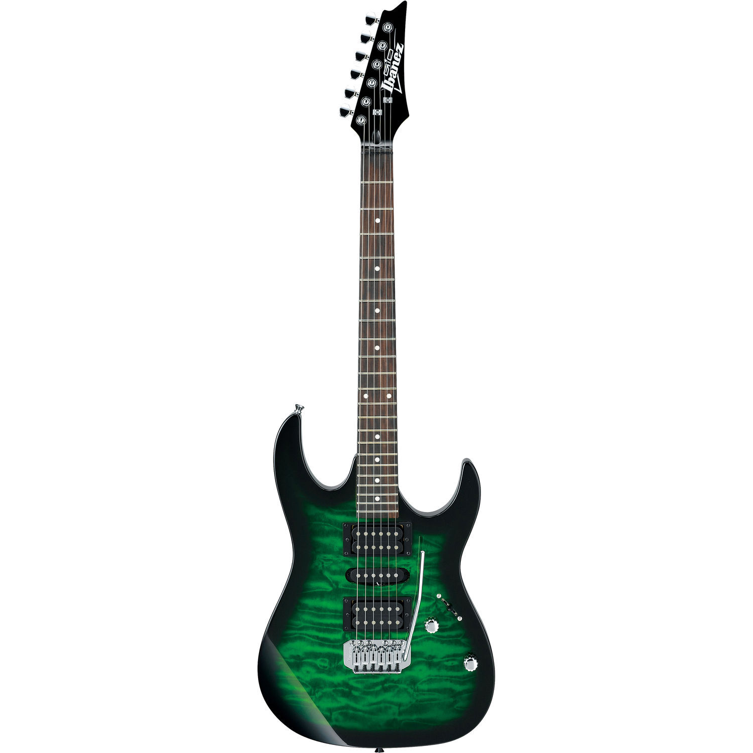 Ibanez 6-String Solid-Body Electric Guitar, Right, Transparent Green Burst