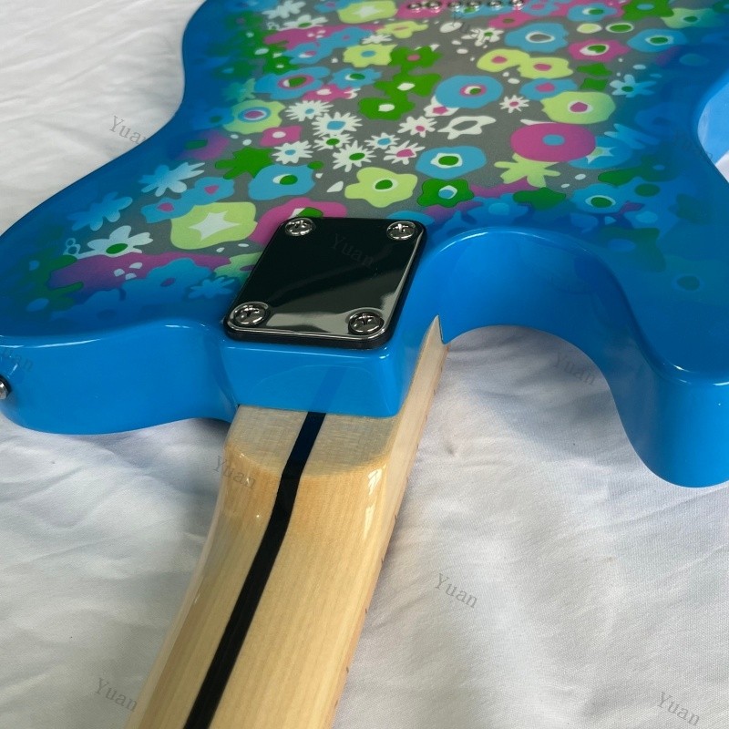Blue Flower Electric Guitar Maple Fretboard Clear Acrylic Pickguard SS Pickups