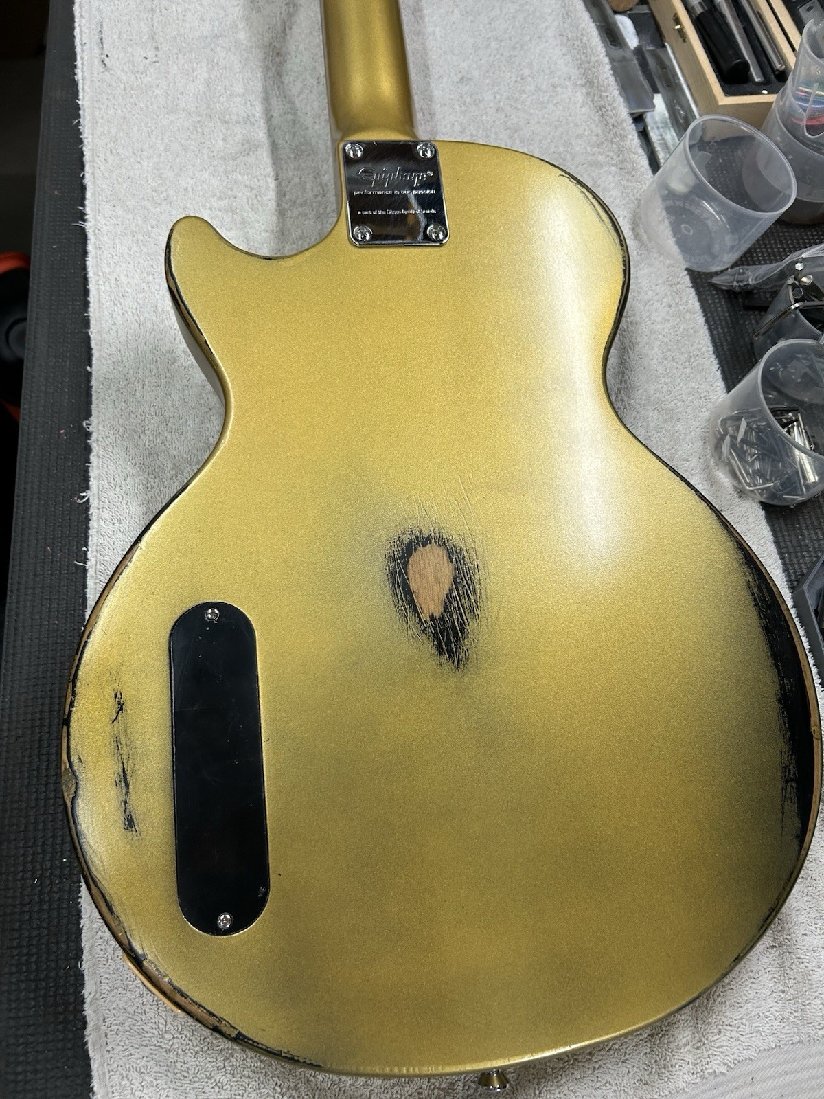 Epiphone Les Paul Junior P90 – Aztec Gold Nitro over Sunburst Road Worn
