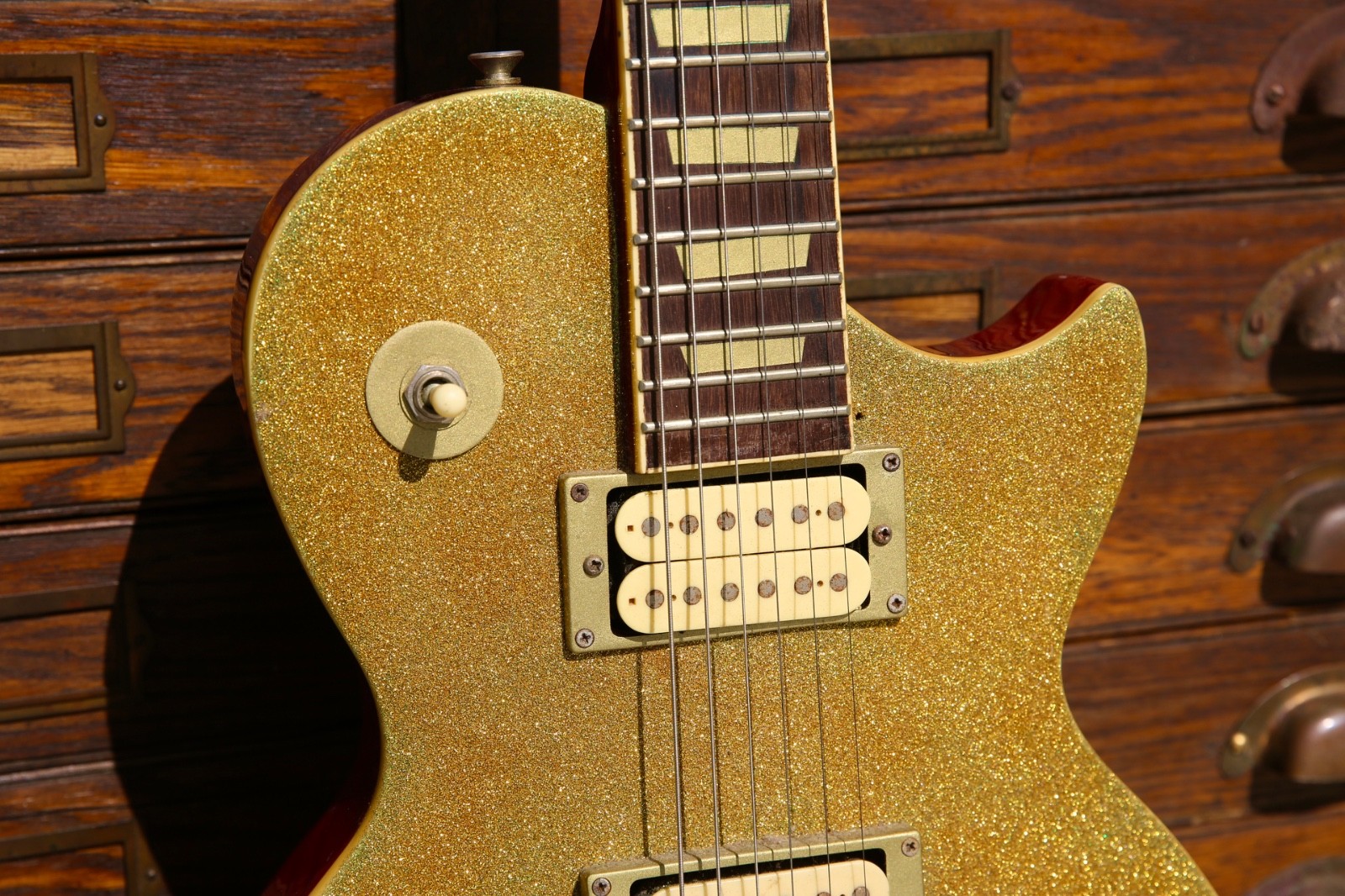Vintage Electric Guitar gold metal flake sparkle custom Japan 6 String 60s 70s