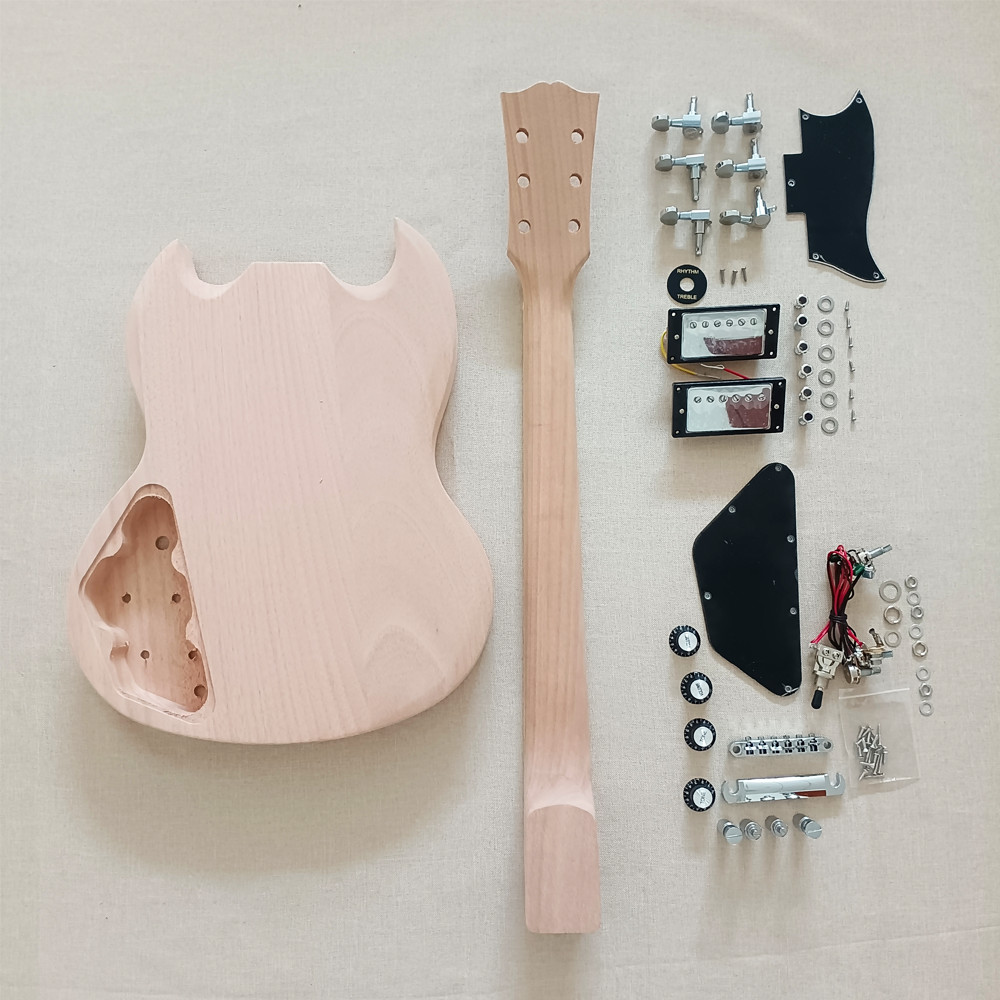 DIY Electric Guitar Kit Rosewood FB Abalone Inlay Flame Maple Top Set In CR Part