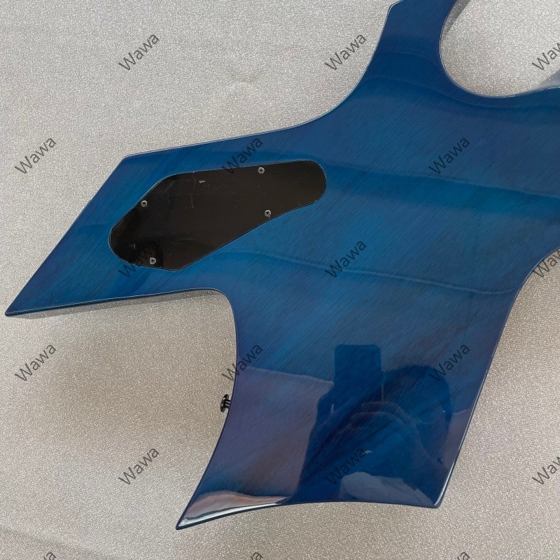 Unbranded Solid Electric Guitar Rounded fret Edge Blue Flamed Maple Hard Rock