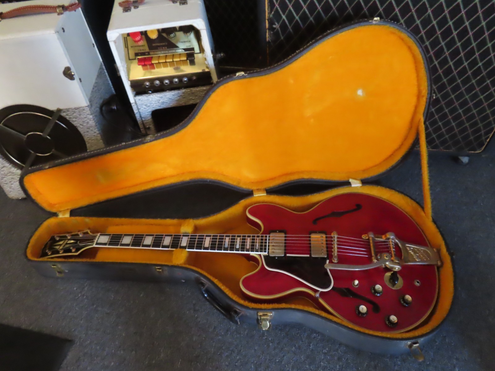 GIBSON 1966 ES-355-TD-SV CHERRY LEFT HANDED BIGSBY 1 OWNER ORIGINAL AMAZING!